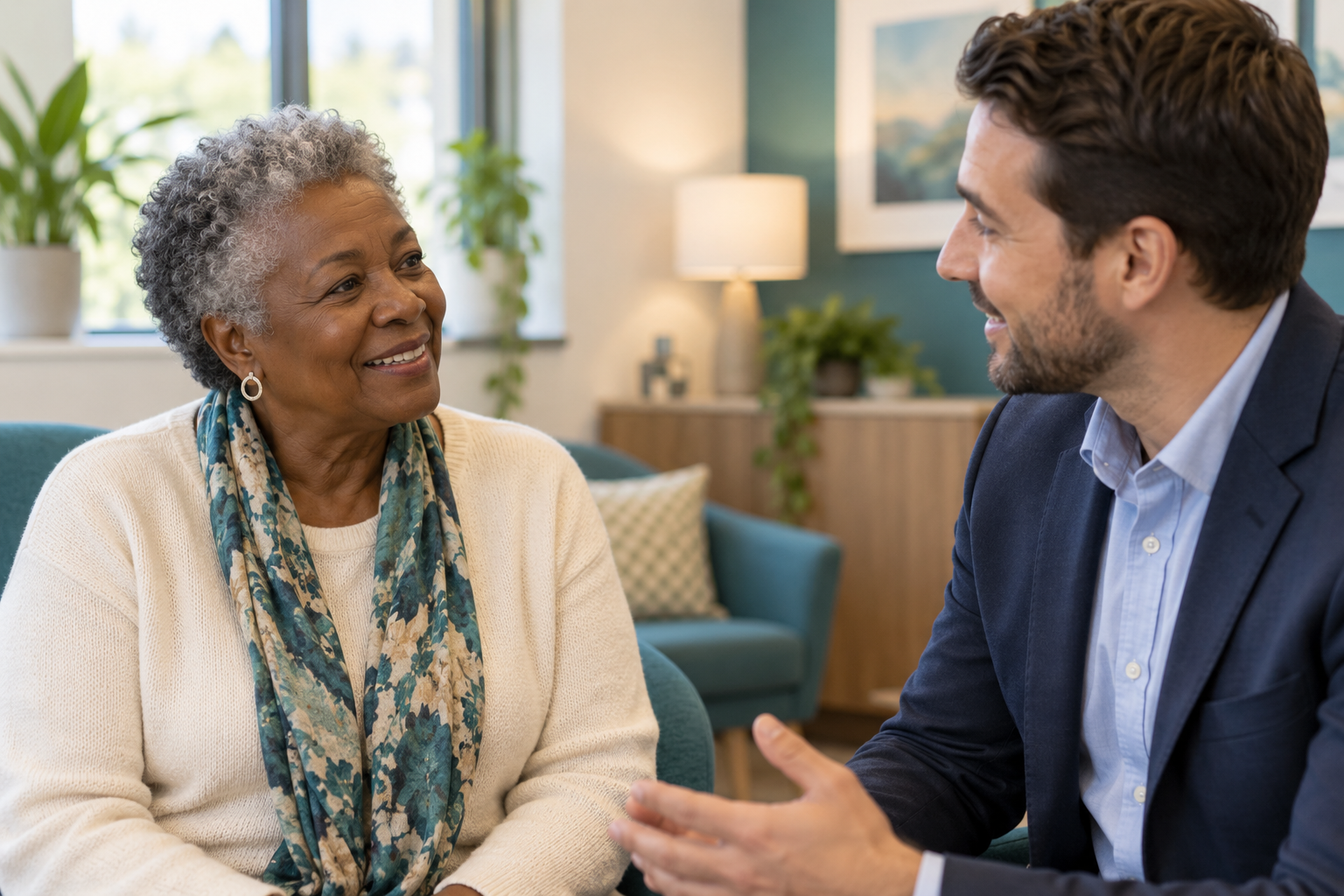 Eine Frau im persönlichen Beratungsgespräch